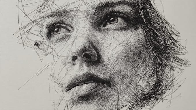 do scribble art, abstract line portrait
