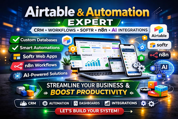 airtable database airtable automation airtable crm n8n ai softr webapp expert