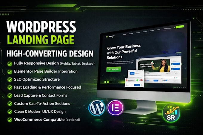 build wordpress landing page design, elementor landing page design