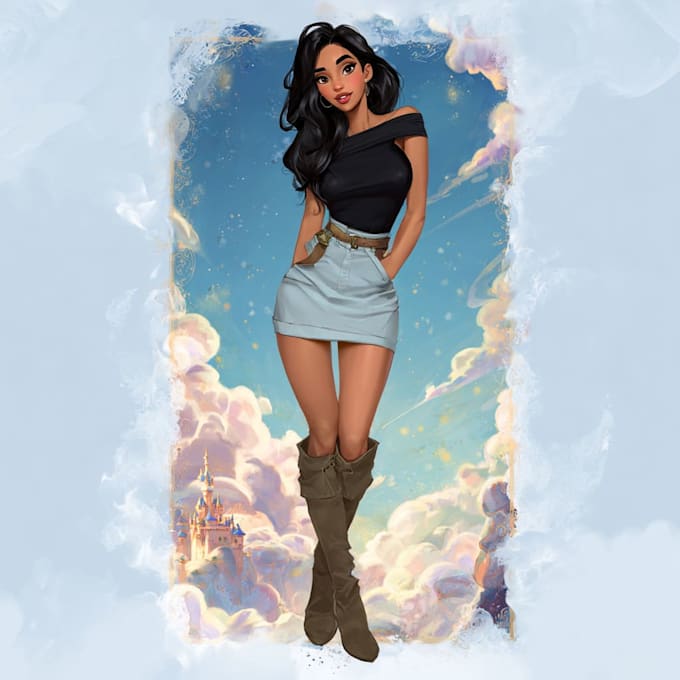 magical disney style portrait illustrations personalized