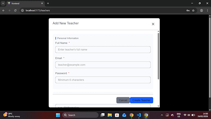 develop a custom institute management system with mern stack