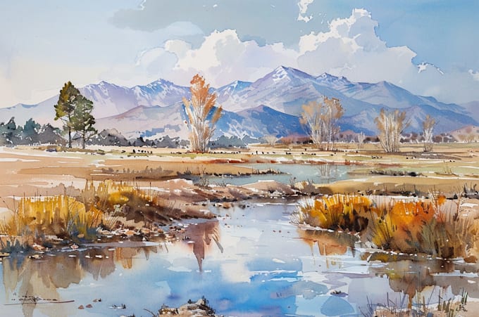 paint landscapes in watercolor