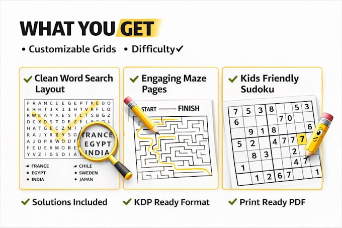 create KDP ready kids puzzle book interior