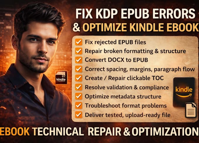 fix kdp epub error, optimize kindle ebook for amazon kdp publishing