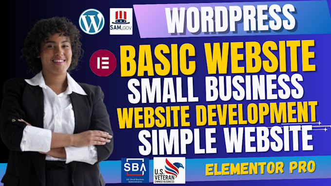 design a basic wordpress website, simple business wbsite landing page, elementor