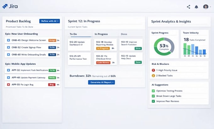 optimize jira task, backlog, and sprint workflow for clear team execution