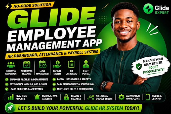 build glide employee management app HR dashboard attendance payroll system