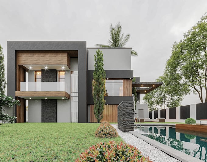 do house interior exterior landscape 3d modelling furniture layout 3d rendering