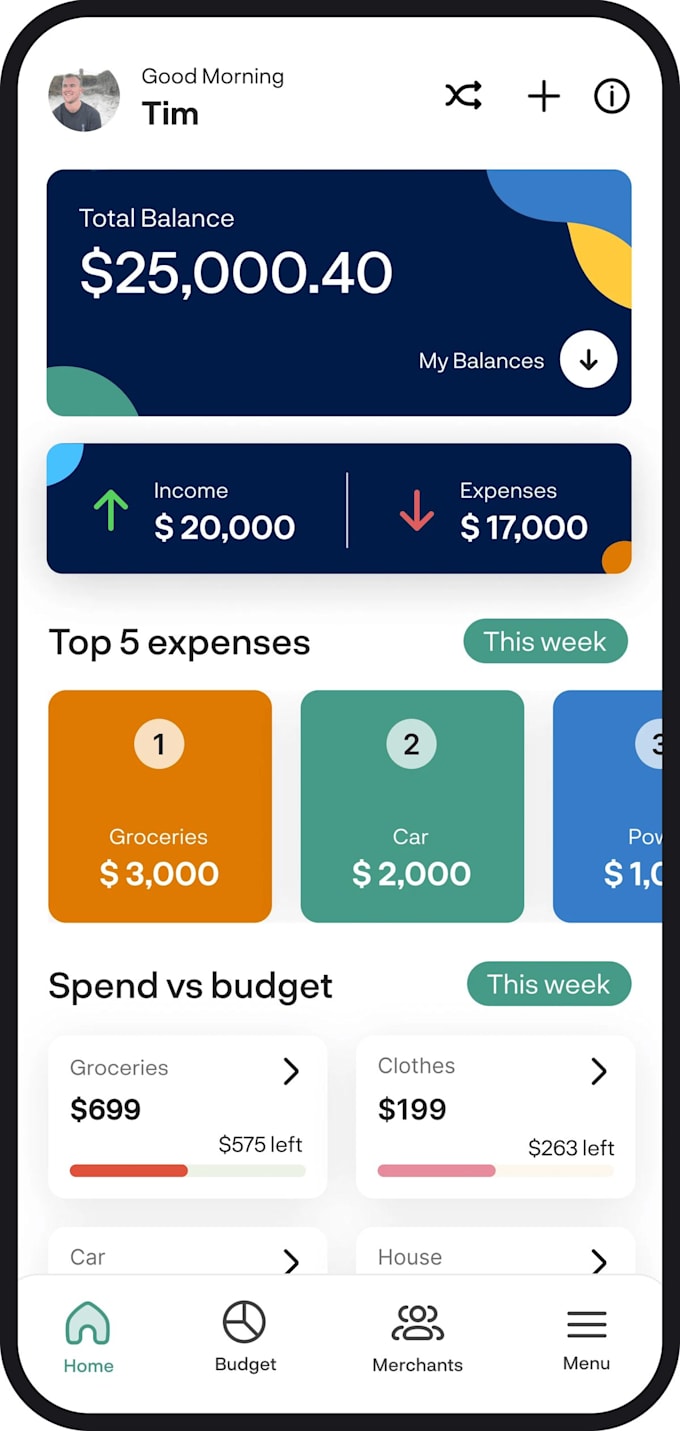 develop budget tracker app, recurring payment app, neobank app, remittance app