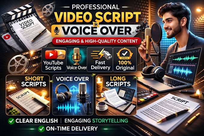 write scripts and provide voiceover for youtube videos