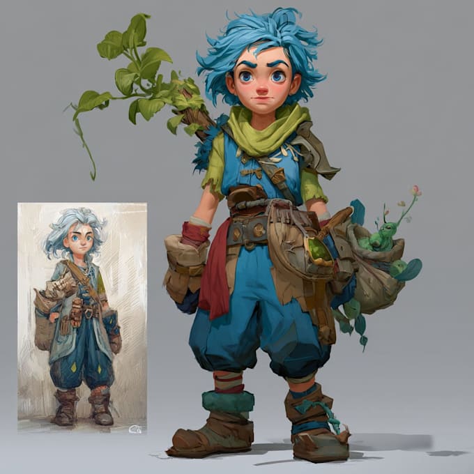 do a fantasy character art and character