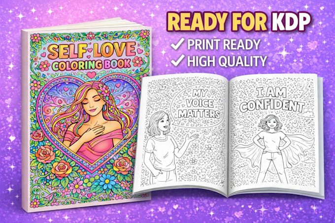 create self love affirmation coloring book pages for amazon kdp