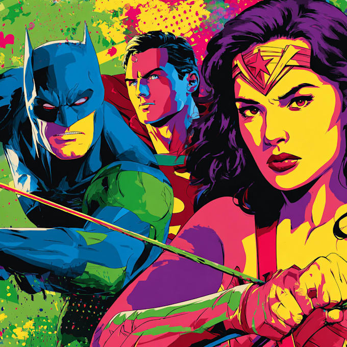 illustrate a superhero pop art portraits