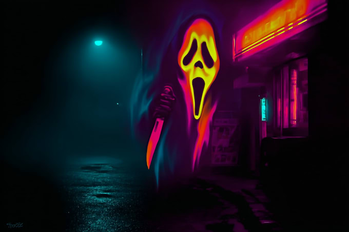illustrate a dark neon picture
