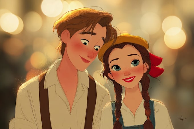 create a fairytale disney couple artwork