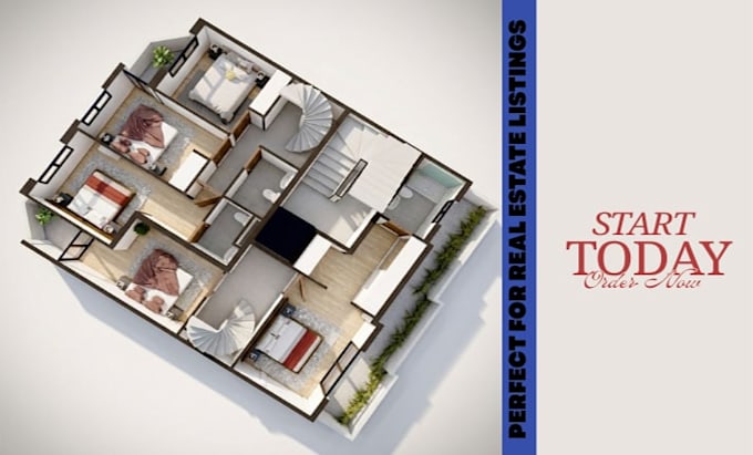 create high quality 3d floor plan for real estate marketing