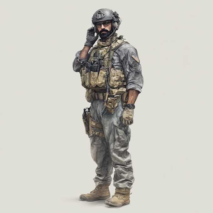 draw 2d game art military, alien character design