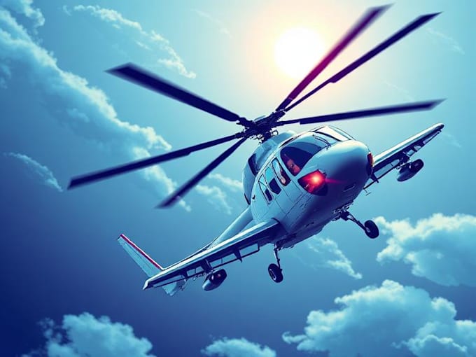 draw aircraft, helicopter, airplane into a vector illustration