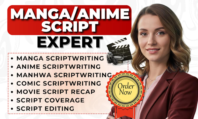 write anime script, manhwa script, manga script, manga anime recap script