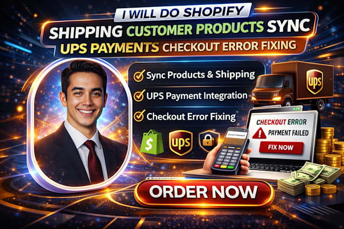 do shopify shipping customer products sync,ups payments checkout error fixing