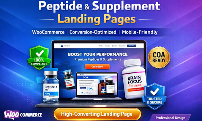 create a peptide, supplement, or nutraceutical landing page using woocommerce