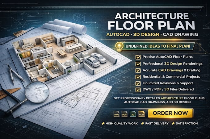 architecture floor plan autocad 3d design cad drawing undefined