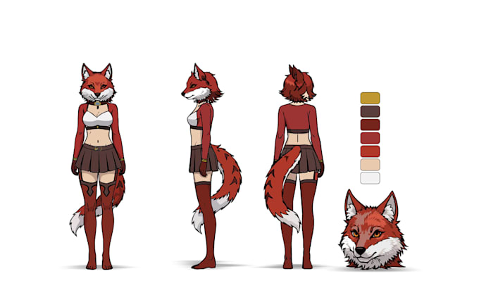 Draw furry reference sheet or fursona ref sheet anthro art illustration ...