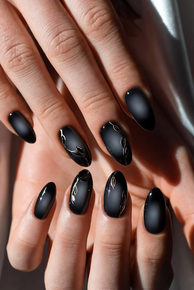 design custom matte black press on nails