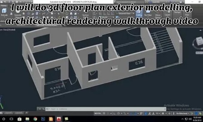 do 3d floor plan exterior modelling, architectural rendering walkthrough video