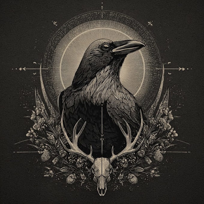 create a dark art illustration with engraving style
