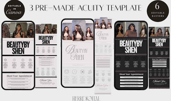 provide premade acuity scheduling templates editable in canva