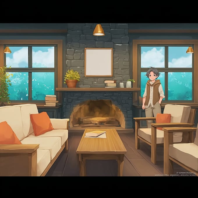 draw anime style background art illustration for vtuber stream