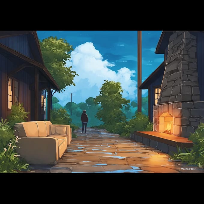 anime background art, game, concept art for vtuber stream