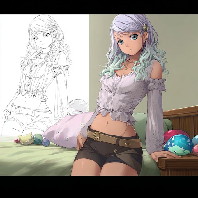 design anime background art, game, concept art for vtuber stream