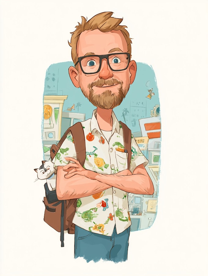 make a cartoon portrait in  cartoon illustration