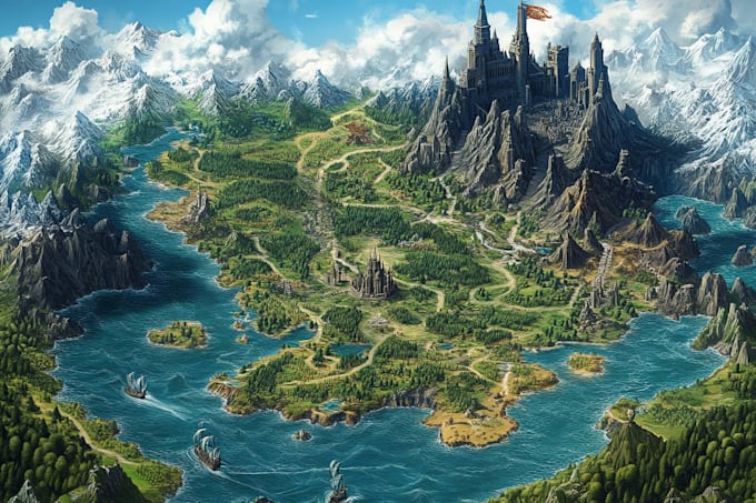design a unique vector map, realistic or fantasy