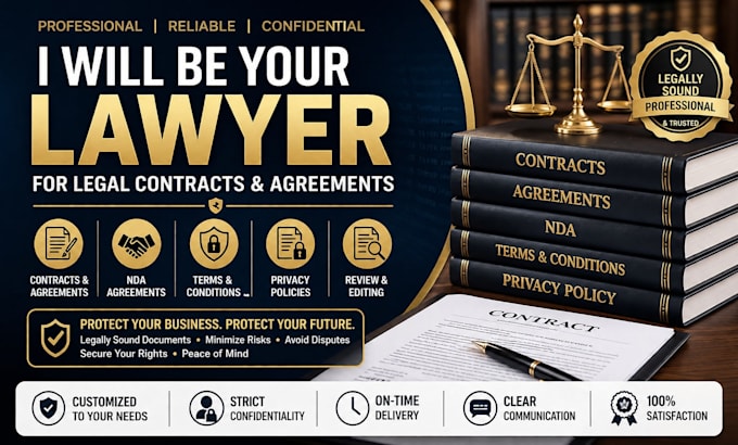 be your lawyer for legal contracts, agreements, nda, terms and conditions