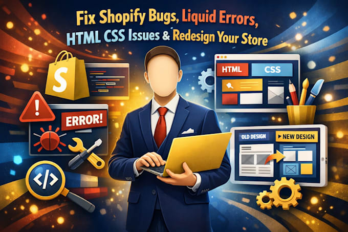 shopify bug fix shopify error, shopify liquid HTML CSS bugs redesign shopify