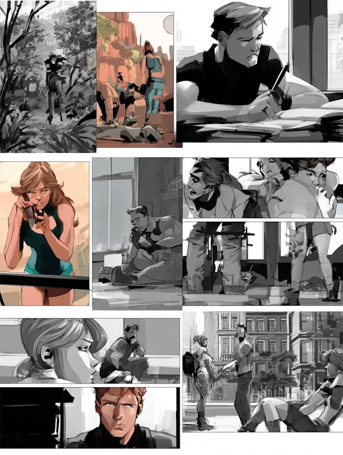 draw an action packed comic strip story