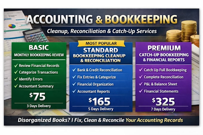 do accounting bookkeeping cleanup reconciliation and catch up