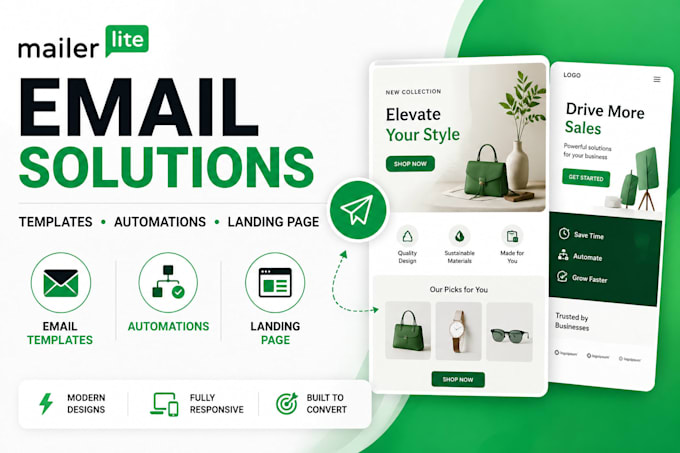 do mailerlite email templates, automations, landing page
