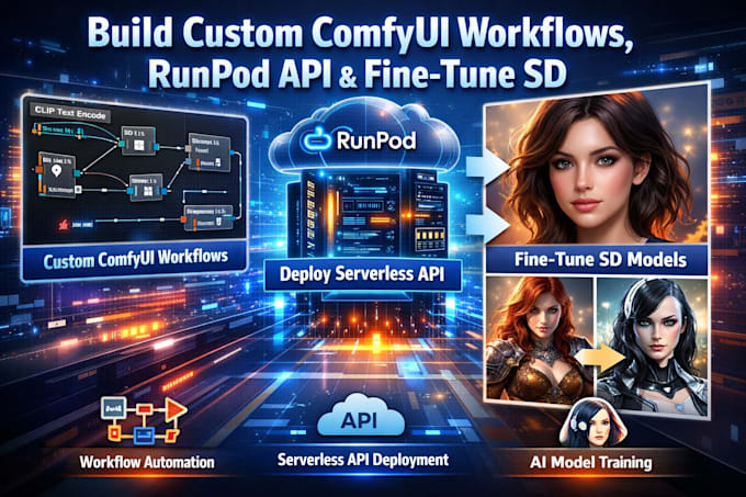 build custom comfyui workflows, deploy runpod serverless API and fine tune sd