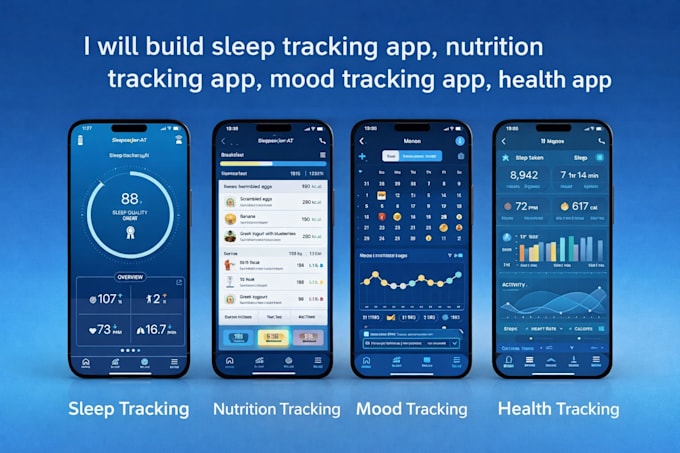 build sleep tracking app, nutrition tracking app, mood tracking app, health app