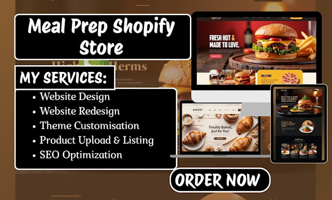 design meal prep shopify store meal prep website and food website