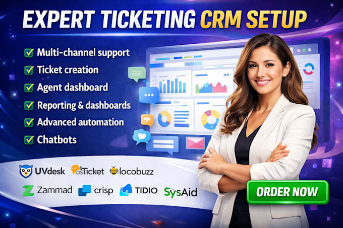 setup ticketing CRM uvdesk osticket locobuzz zammad crisp tidio sysaid