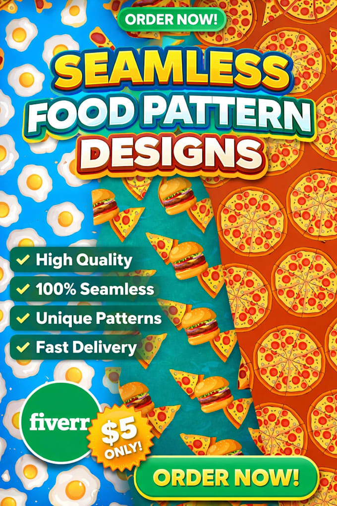 Create trendy seamless food patterns for your brand by Venujak1 | Fiverr