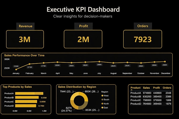 create a professional power bi dashboard with KPI reports and data analysis