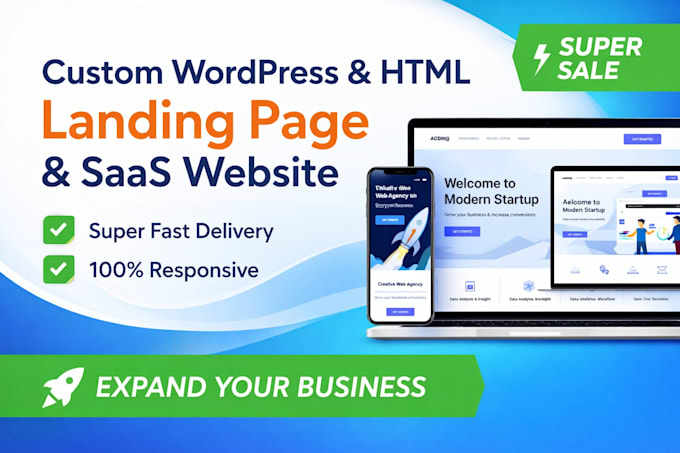create responsive HTML landing page, saas website or business site