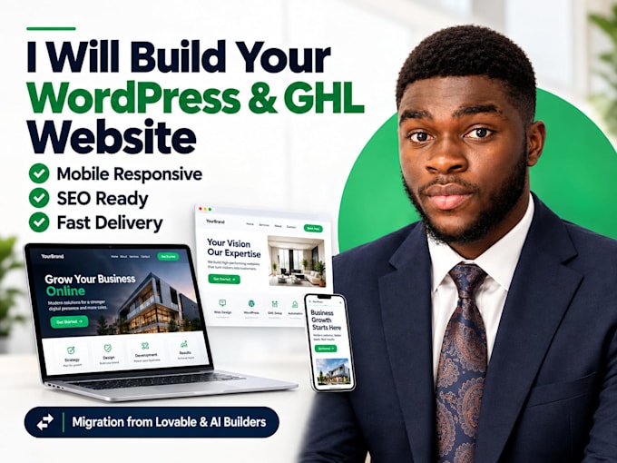 design a wordpress or gohighlevel website and migrate any ai builder sites