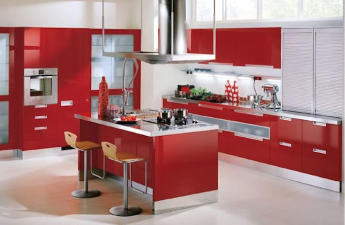 kitchen design and 3d rendering with cabinet sku specification in 2020 design